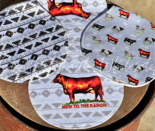 New To The Ranch Burp Rag Set