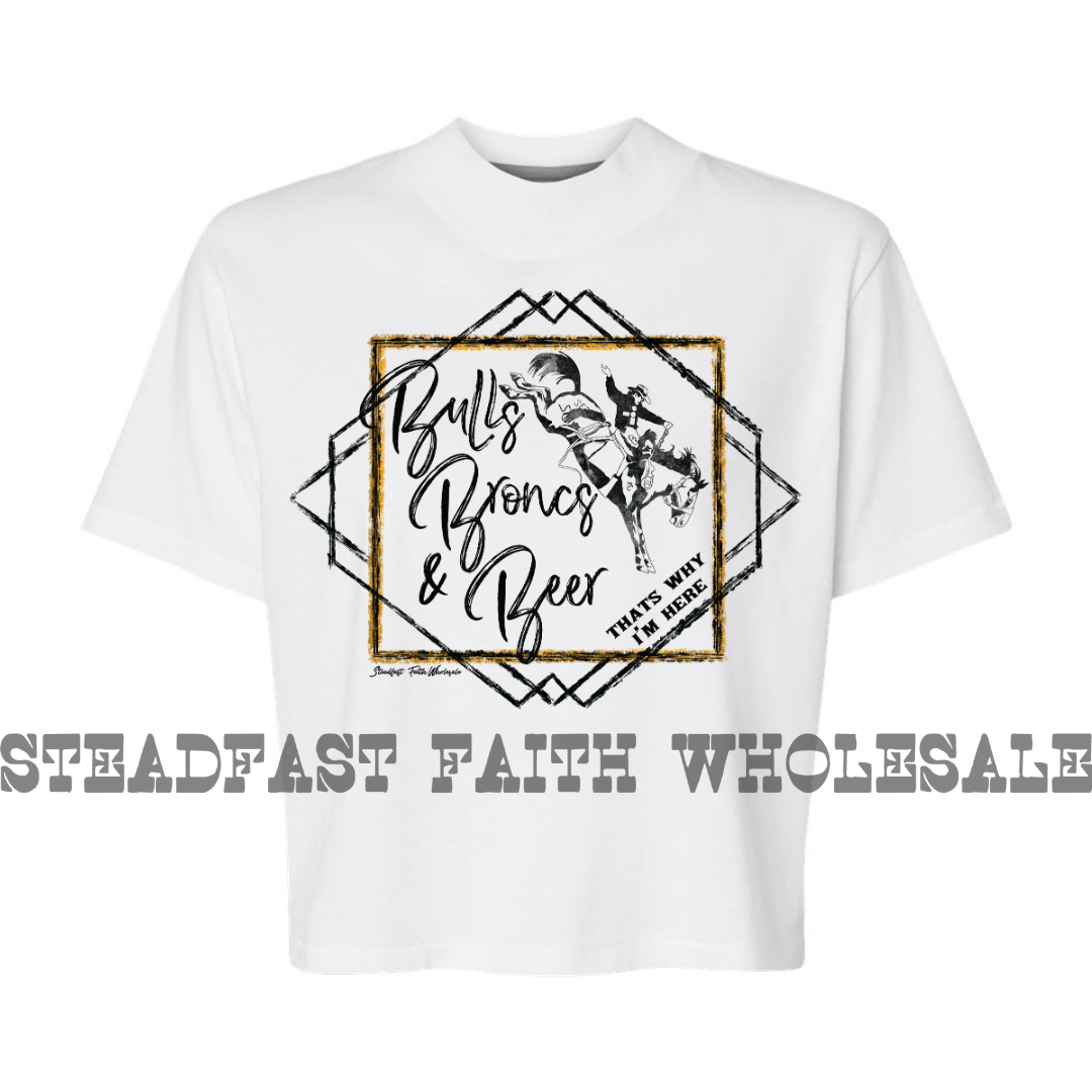 Bulls, Broncs & Beer Crop Top