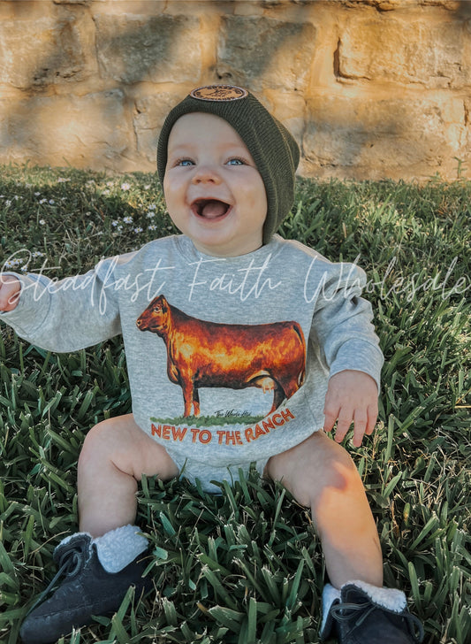 New To The Ranch Bubble Romper - Red Angus
