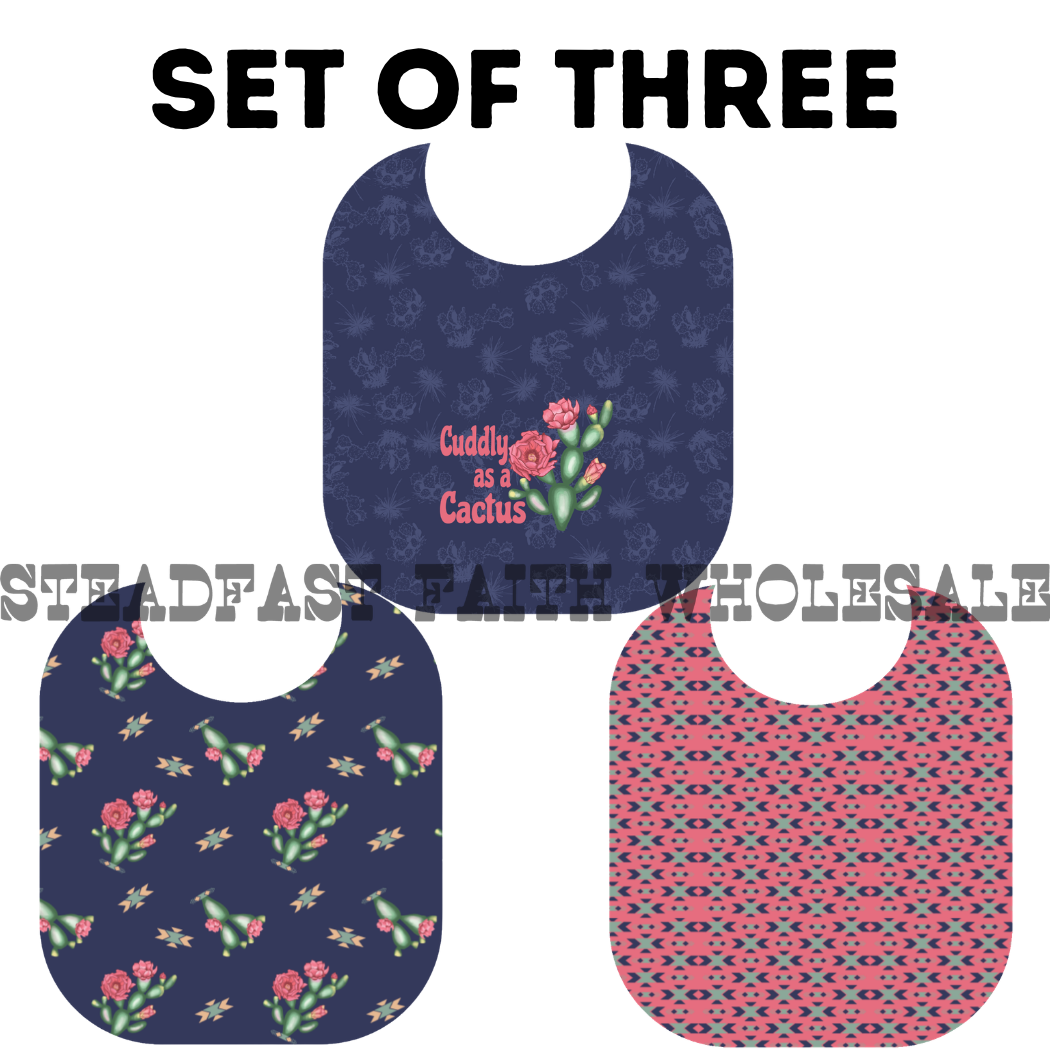 Cuddly As A Cactus Bib Set