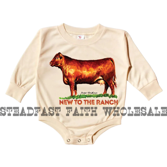 New To The Ranch Bubble Romper - Red Angus