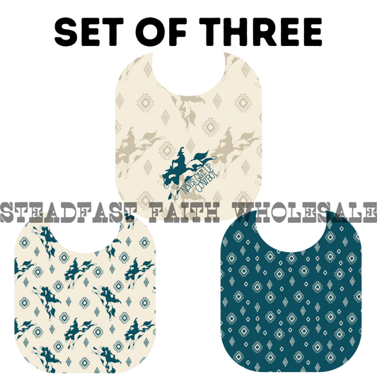 Never Give Up Cowboy Bib Set